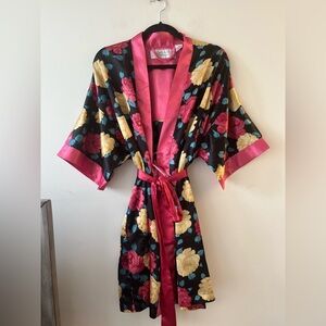 Vintage Night Passion Lingerie Satin Robe